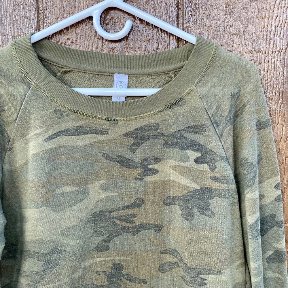 Alternative Apparel Lazy Day Green Camo Pullover Sweatshirt M - Picture 7 of 14